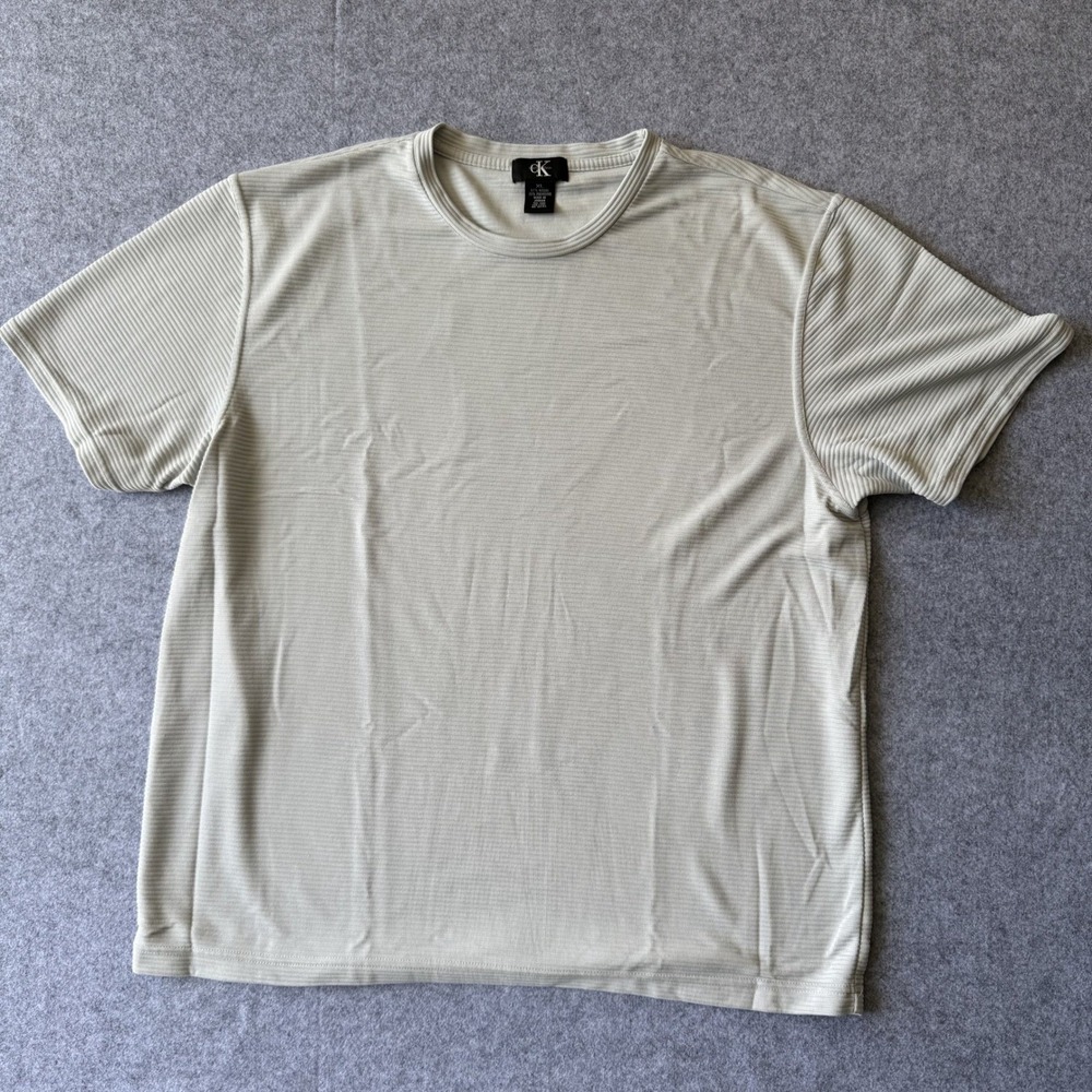 Calvin Klein Mens XL Ribbed Modal Blend T-Shirt Sage Green Short Sleeve Tee